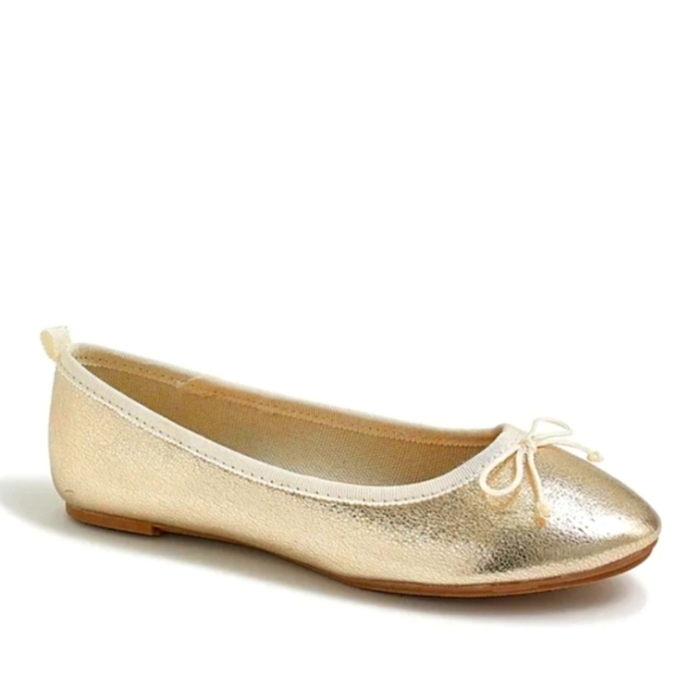 J CREW GOLD crackled Ballet Flats Size 12